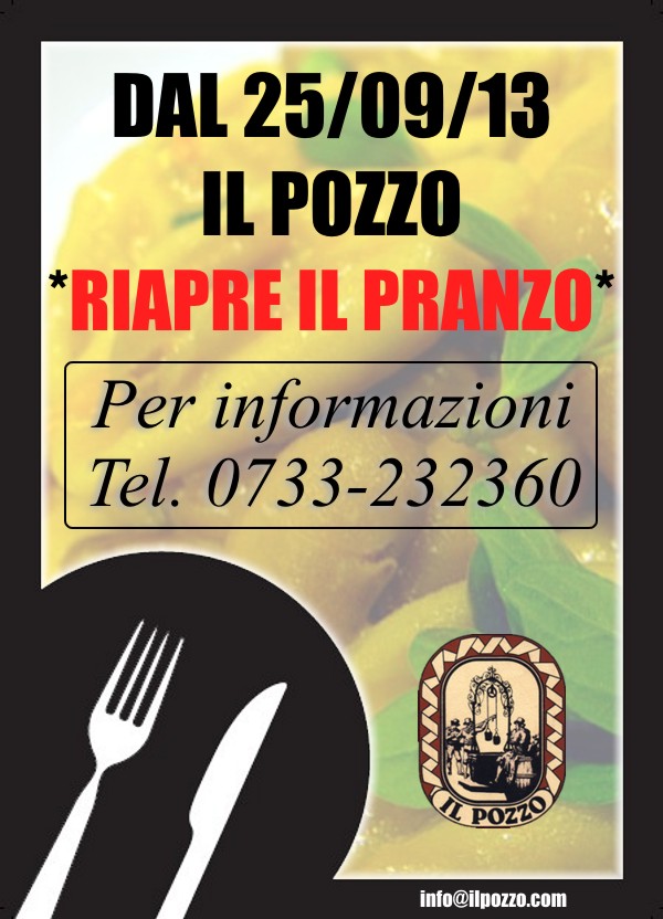 Riapre il pranzo dal 25/09/13